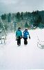 [LS and I walking back to the chalet.]